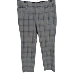 Banana Republic Black Blue Plaid High Waisted Pants Straight Leg Workwear 8
